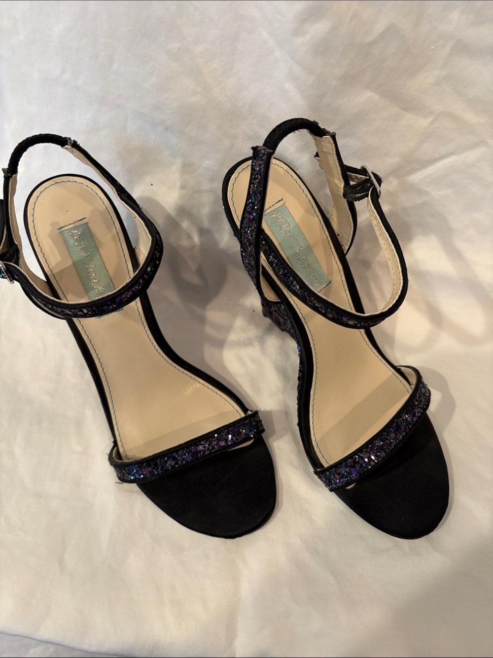 Betsy Johnson Women’s navy Glitter Strap Sandals